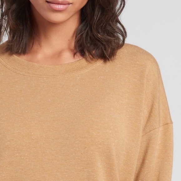 Athleta Relaxed Crewneck Sweatshirt in Camel Heather - Picture 4 of 16